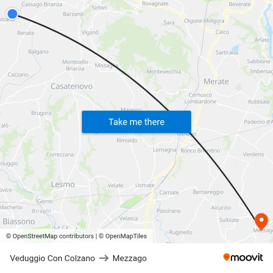 Veduggio con Colzano to Mezzago map