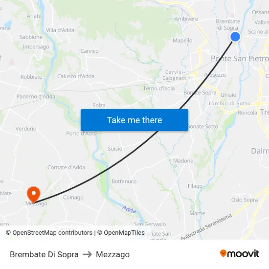 Brembate Di Sopra to Mezzago map