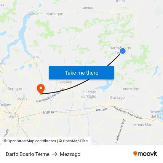 Darfo Boario Terme to Mezzago map