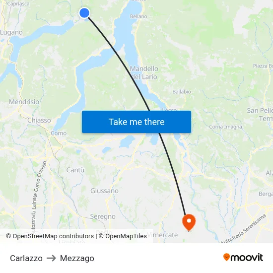 Carlazzo to Mezzago map