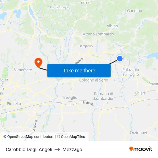 Carobbio Degli Angeli to Mezzago map