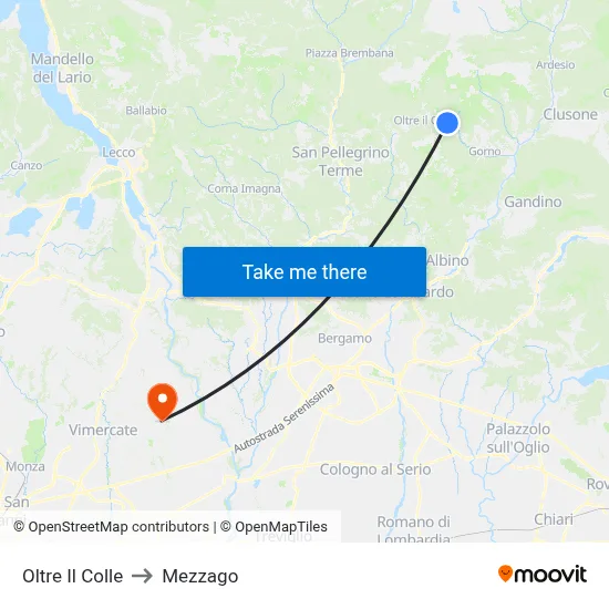 Oltre Il Colle to Mezzago map