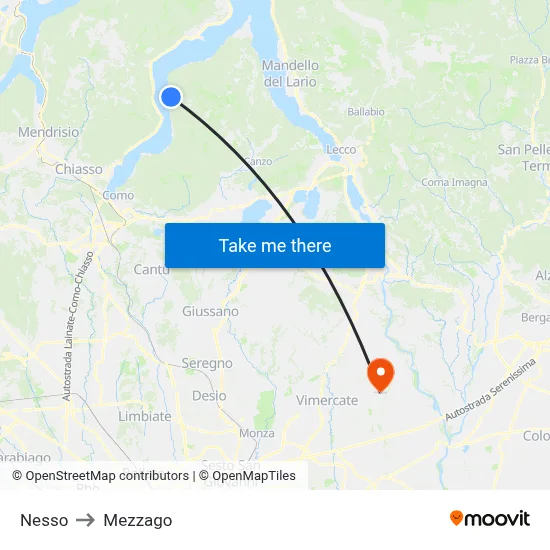 Nesso to Mezzago map