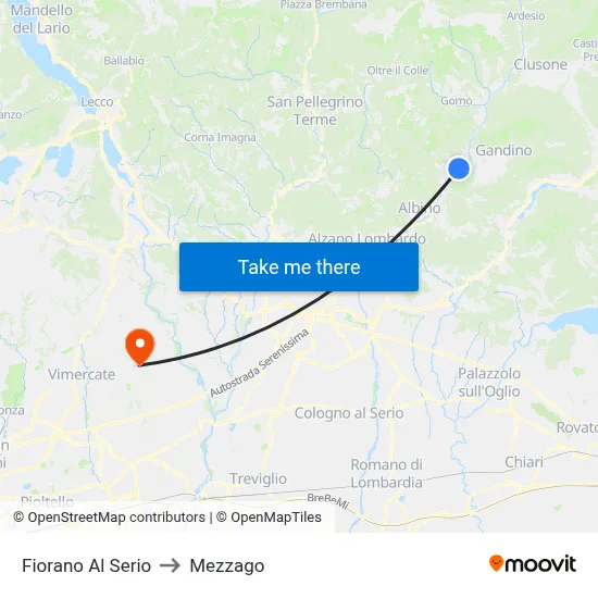 Fiorano al Serio to Mezzago map