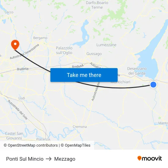 Ponti Sul Mincio to Mezzago map