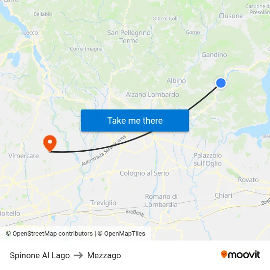 Spinone Al Lago to Mezzago map
