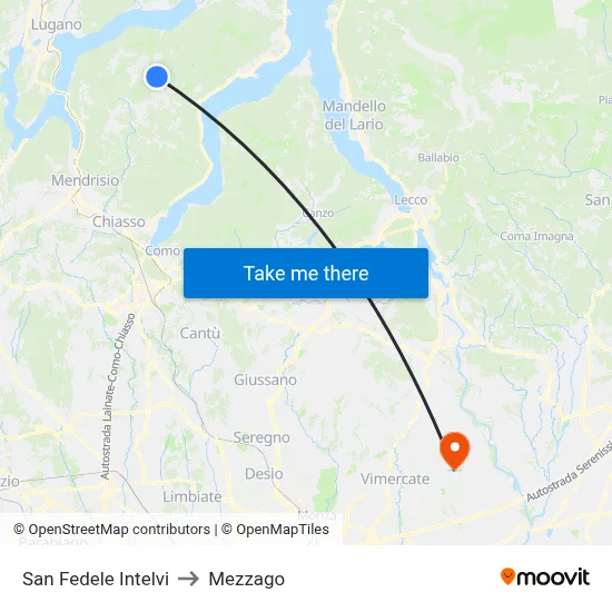San Fedele Intelvi to Mezzago map
