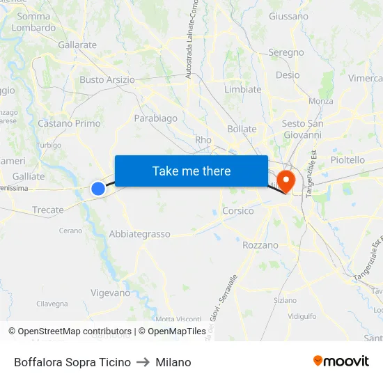 Boffalora Sopra Ticino to Milano map