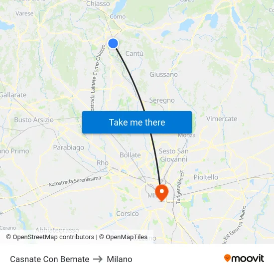 Casnate Con Bernate to Milano map