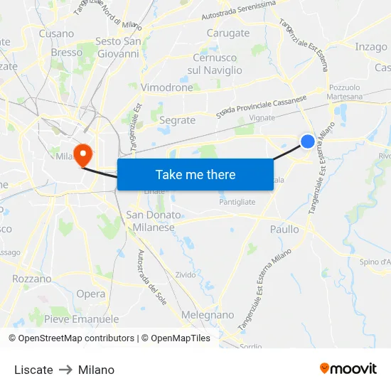 Liscate to Milano map