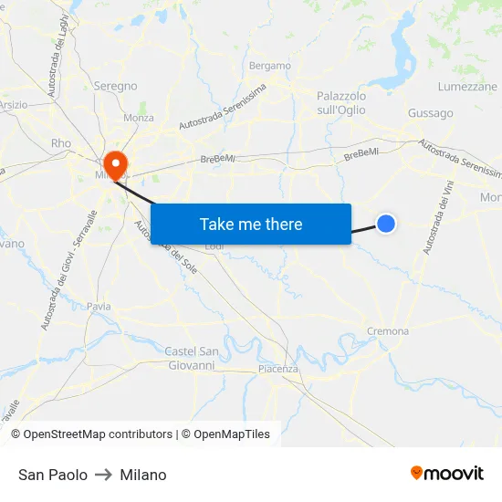 San Paolo to Milan map