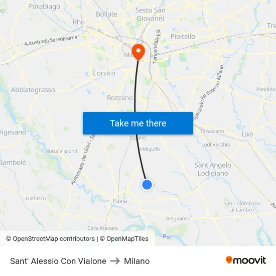 Sant' Alessio Con Vialone to Milano map