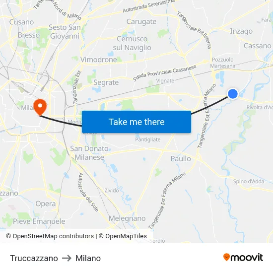 Truccazzano to Milano map