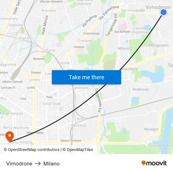 Vimodrone to Milano map