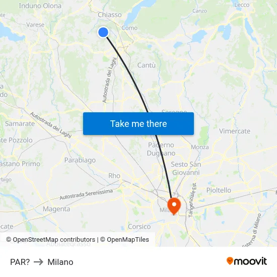 Parre to Milan map
