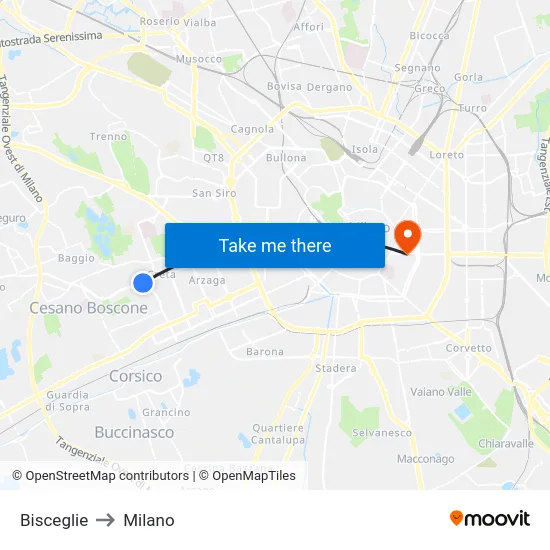 Bisceglie to Milano map