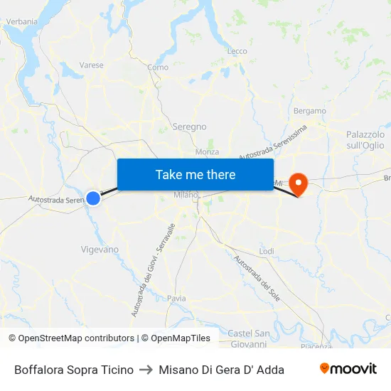Boffalora Sopra Ticino to Misano di Gera d'Adda map
