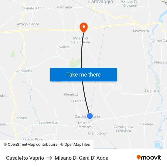 Casaletto Vaprio to Misano di Gera d'Adda map