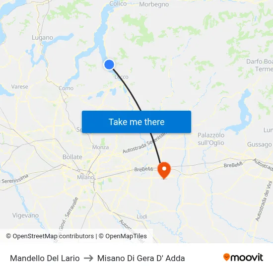 Mandello Del Lario to Misano di Gera d'Adda map