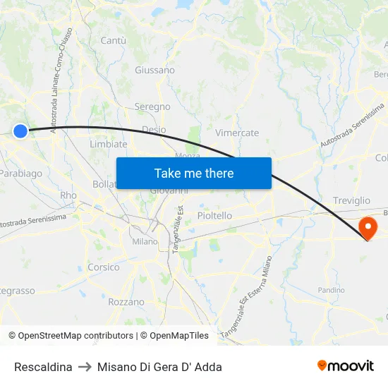 Rescaldina to Misano di Gera d'Adda map