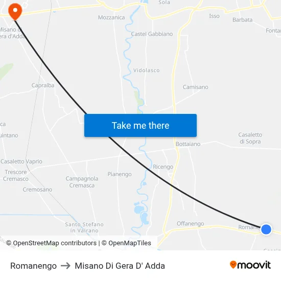 Romanengo to Misano di Gera d'Adda map