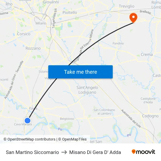 San Martino Siccomario to Misano di Gera d'Adda map