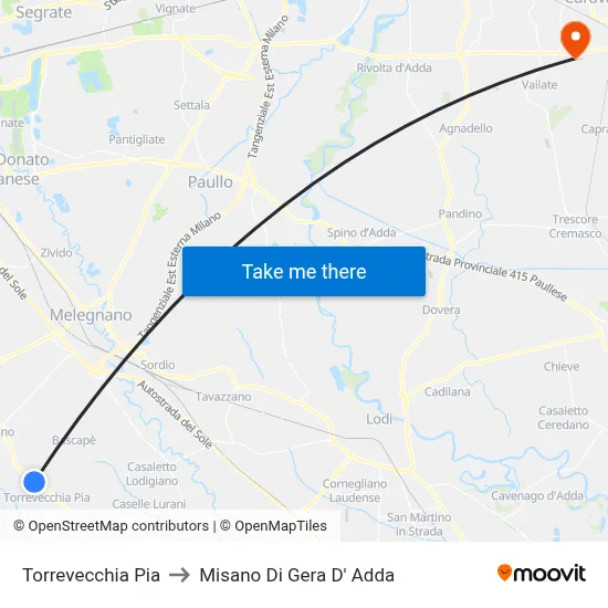 Torrevecchia Pia to Misano di Gera d'Adda map