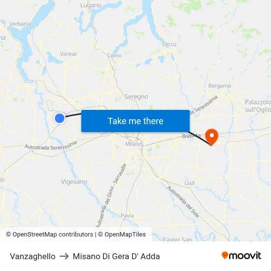 Vanzaghello to Misano di Gera d'Adda map