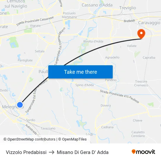 Vizzolo Predabissi to Misano di Gera d'Adda map
