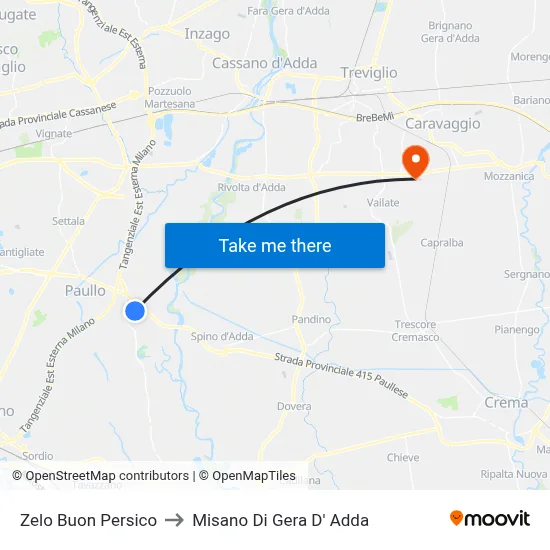 Zelo Buon Persico to Misano di Gera d'Adda map