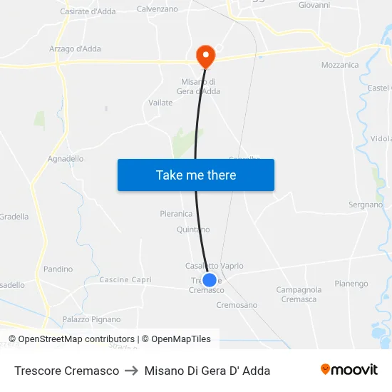 Trescore Cremasco to Misano di Gera d'Adda map