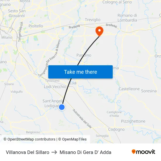 Villanova Del Sillaro to Misano di Gera d'Adda map