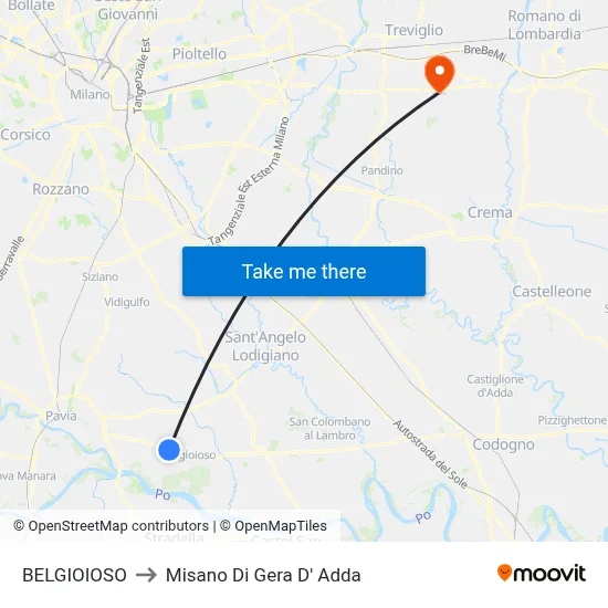 Belgioioso to Misano di Gera d'Adda map