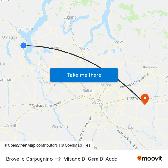 Brovello-Carpugnino to Misano di Gera d'Adda map