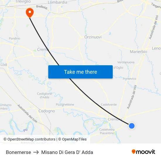 Bonemerse to Misano di Gera d'Adda map