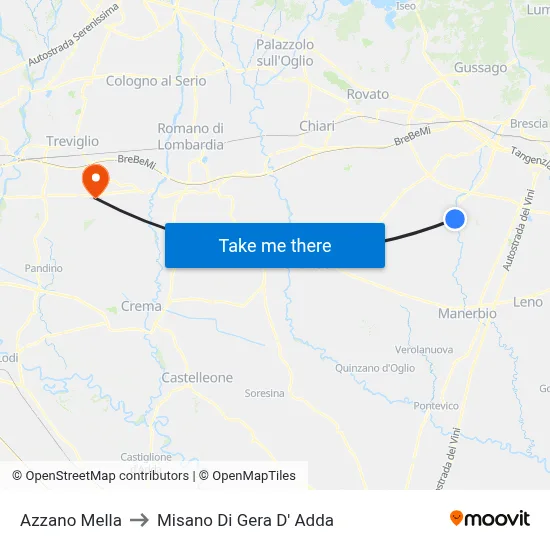 Azzano Mella to Misano di Gera d'Adda map