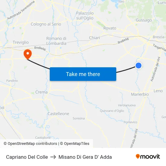 Capriano Del Colle to Misano di Gera d'Adda map