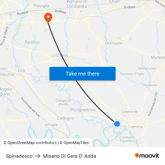 Spinadesco to Misano di Gera d'Adda map