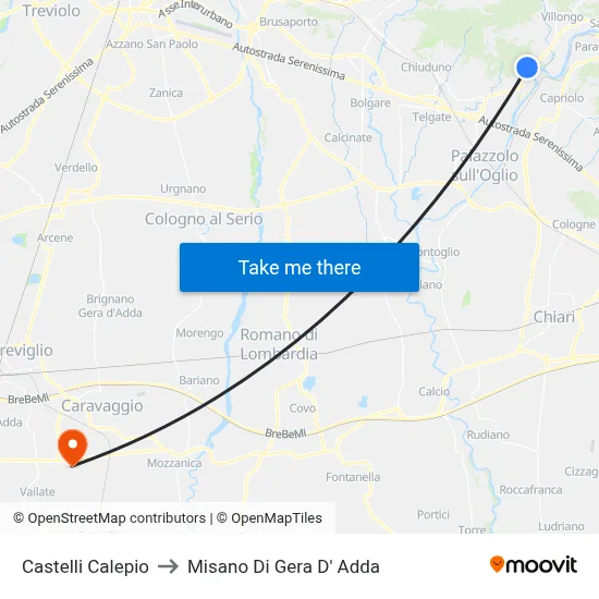 Castelli Calepio to Misano di Gera d'Adda map