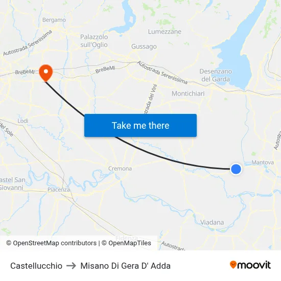 Castellucchio to Misano di Gera d'Adda map