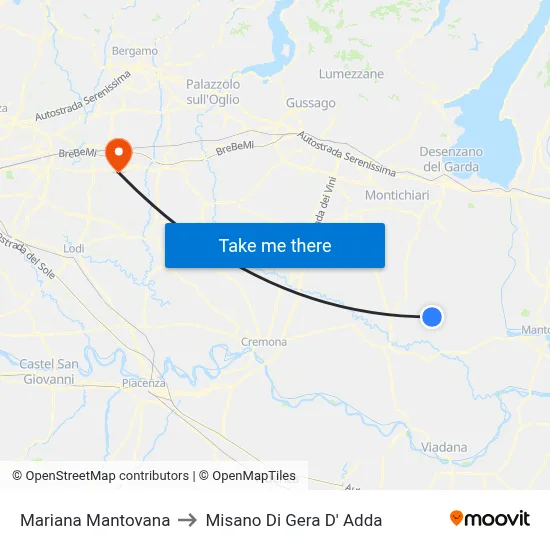 Mariana Mantovana to Misano di Gera d'Adda map