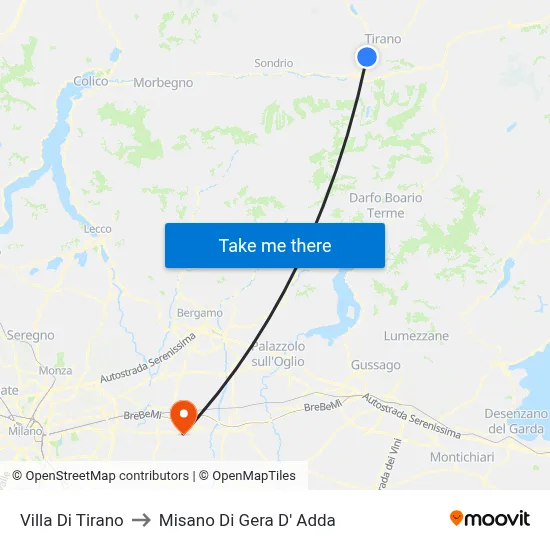 Villa Di Tirano to Misano di Gera d'Adda map