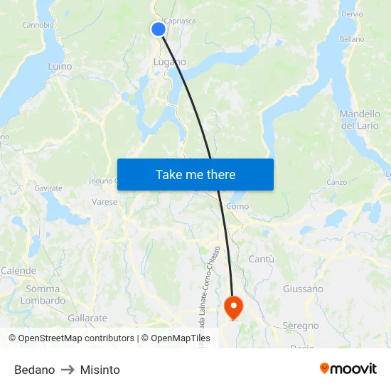 Bedano to Misinto map