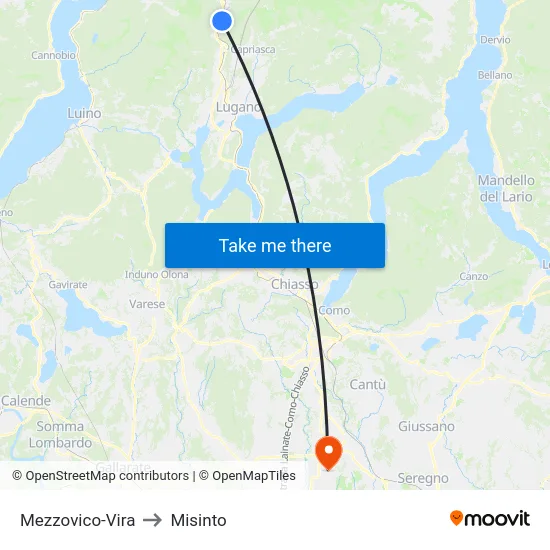 Mezzovico-Vira to Misinto map
