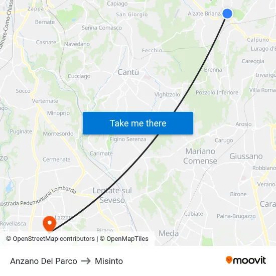Anzano Del Parco to Misinto map