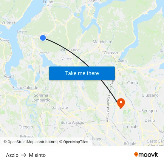 Azzio to Misinto map