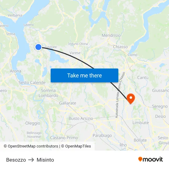 Besozzo to Misinto map