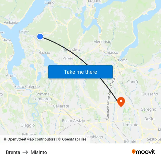 Brenta to Misinto map