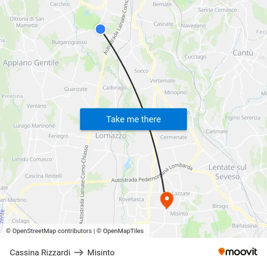Cassina Rizzardi to Misinto map