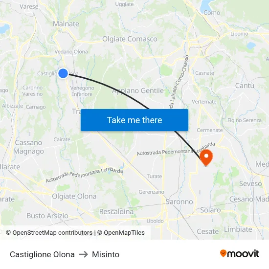 Castiglione Olona to Misinto map